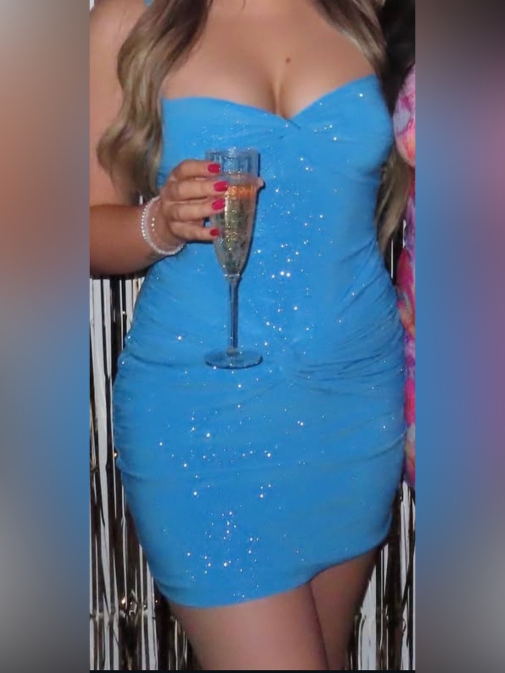 Envy & Grace Blue Sparkle Bodycon Dress